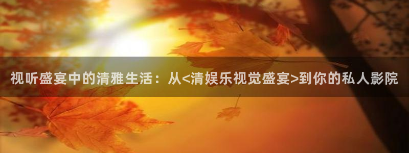 壹号下载官网入口：视听盛宴中的清雅生活：从<清娱乐视觉盛宴>到你的私人影院
